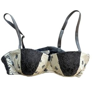 Blush Floral Lace‎ Trim Padded Underwire Bra 36B Feminine Fairycore Cottagecore